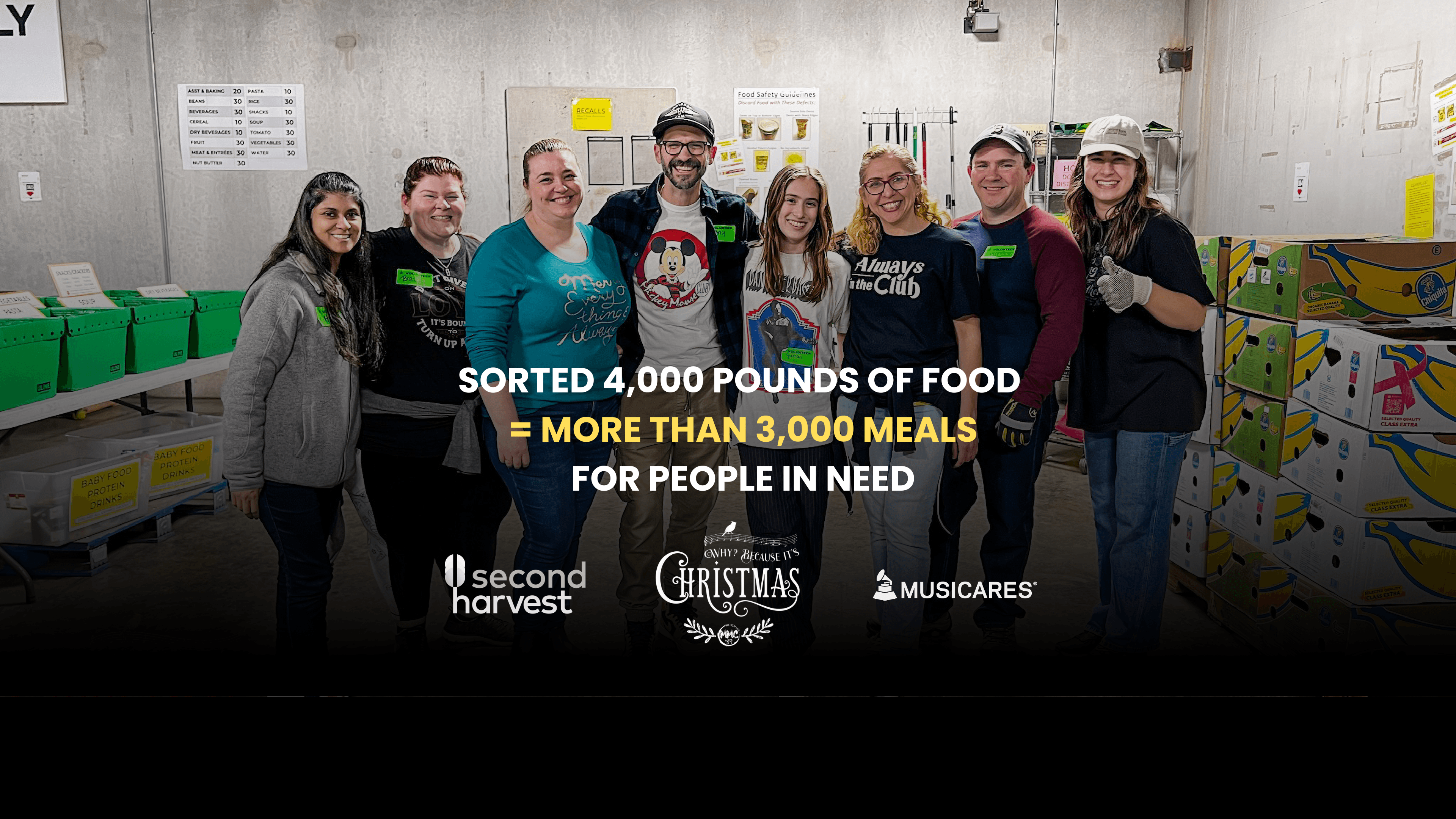 Mouseketeers at Second Harvest Food Bank: sorted 4,000 pounds of food = more than 3,000 meals for people in need